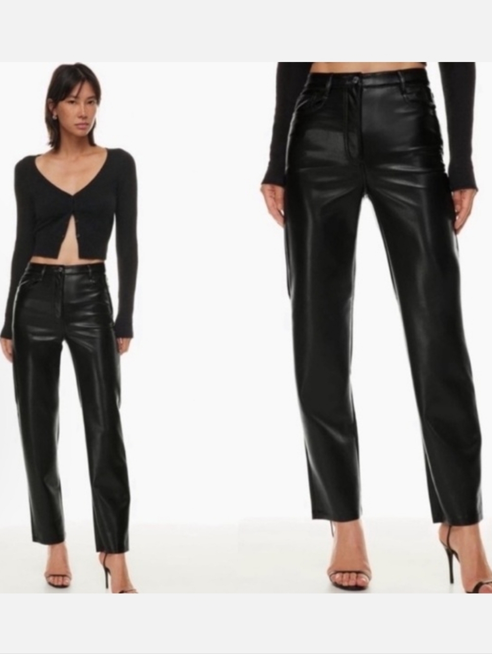 Aritzia Wilfred The Melina Faux Leather Straight Leg Pants In Black Size 14